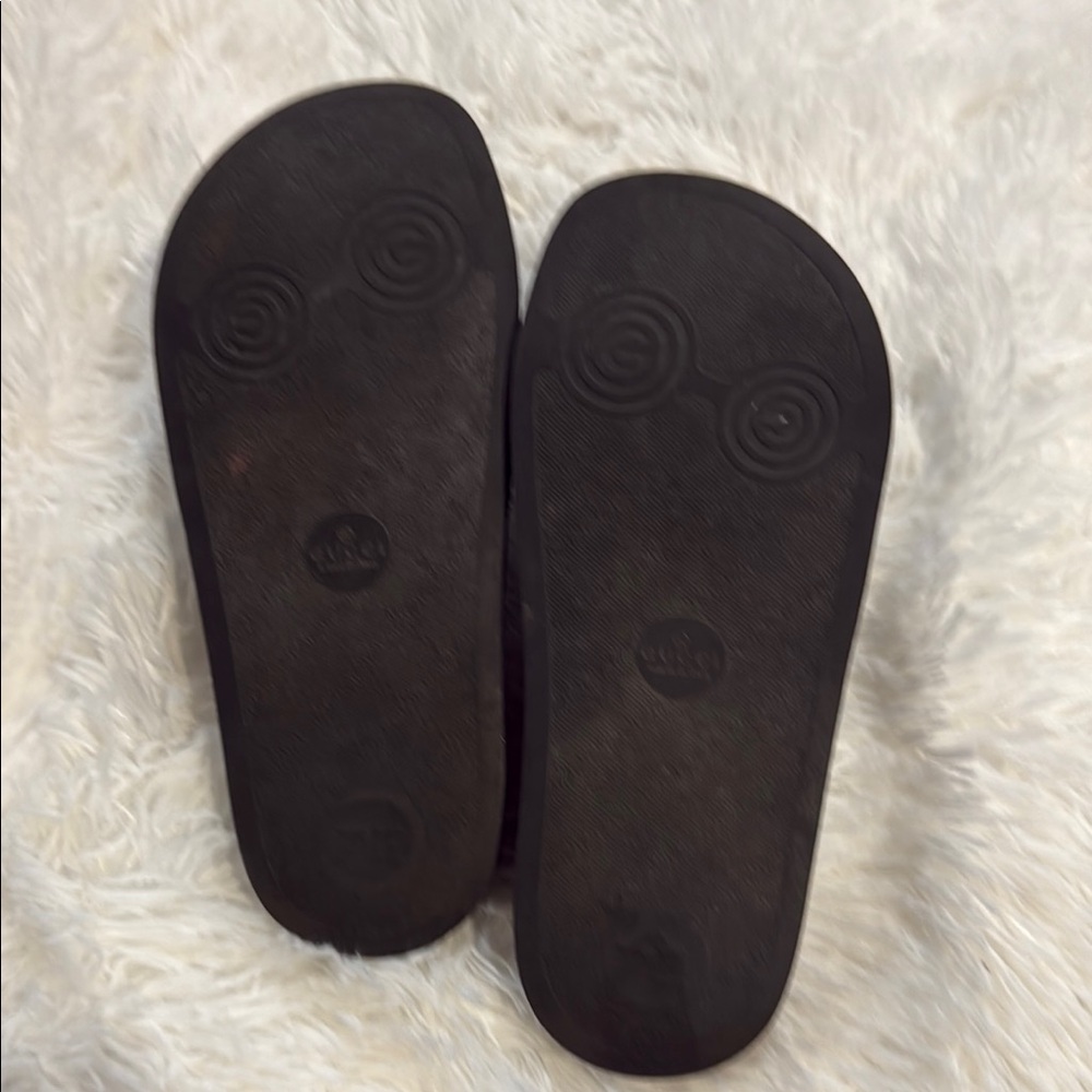 Black Slide Sandals with Logo Detail - Picture 2 of 6